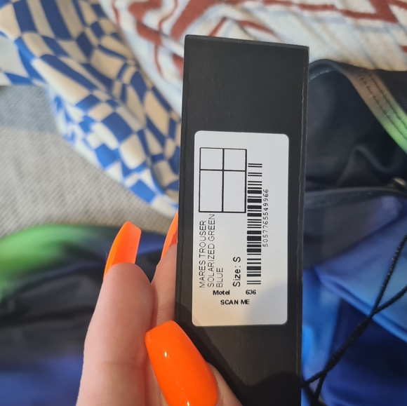 Motel x Olivia Neill Mares Flare Trouser in Solarized Green and Blue - Picture 8 of 9